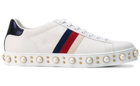 red white and blue sneakers gucci|Gucci crystal studded sneakers.